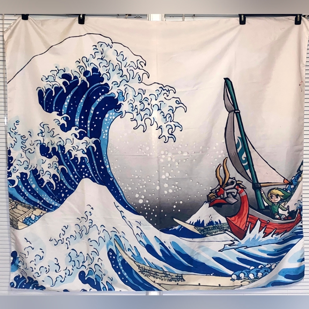 **SOLD**Legend of Zelda: Wind Waker Meets "The Great Wave off Kanagawa" Tapestry
